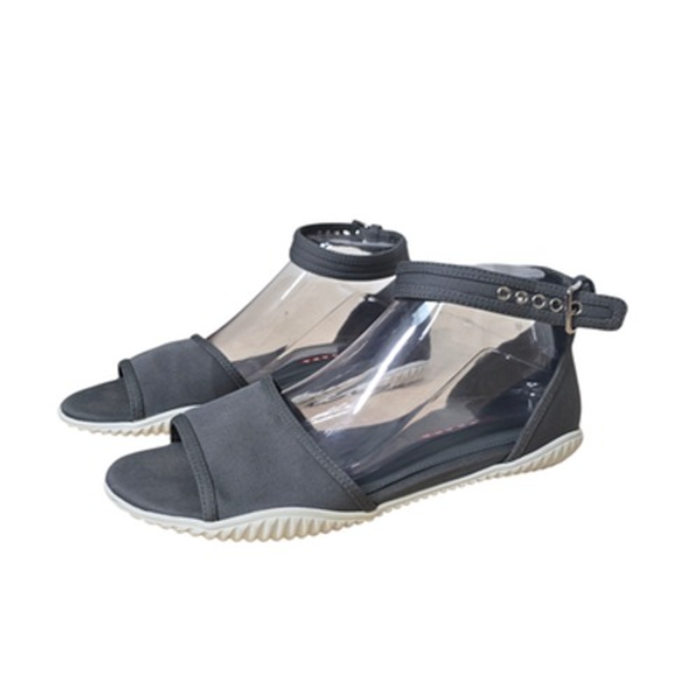 Prada Sandals Womens Size 40 US 10 Gray Ankle‎ Strap Flat Rubber Sole 3X5861 - Picture 11 of 12
